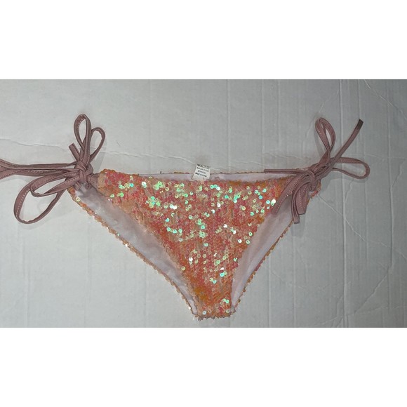 None Swim Vintage Pinkish Iridescent Bling String Bikini Swim